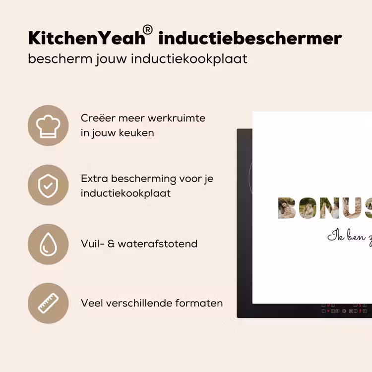 Gepersonaliseerde inductie beschermer - Bonusmama - Lettercollage — 4