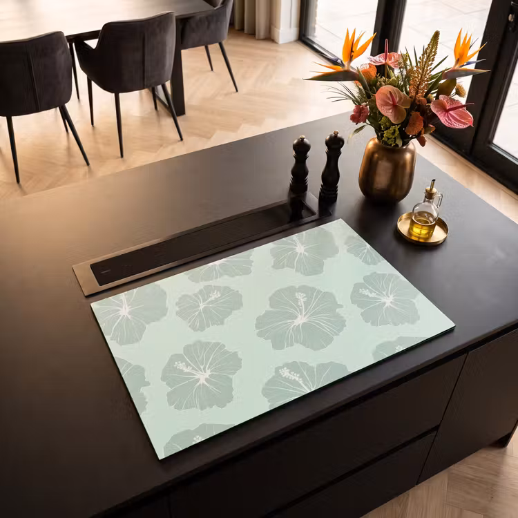 Inductie beschermer - Bloemen - Hibiscus - Mint — 5