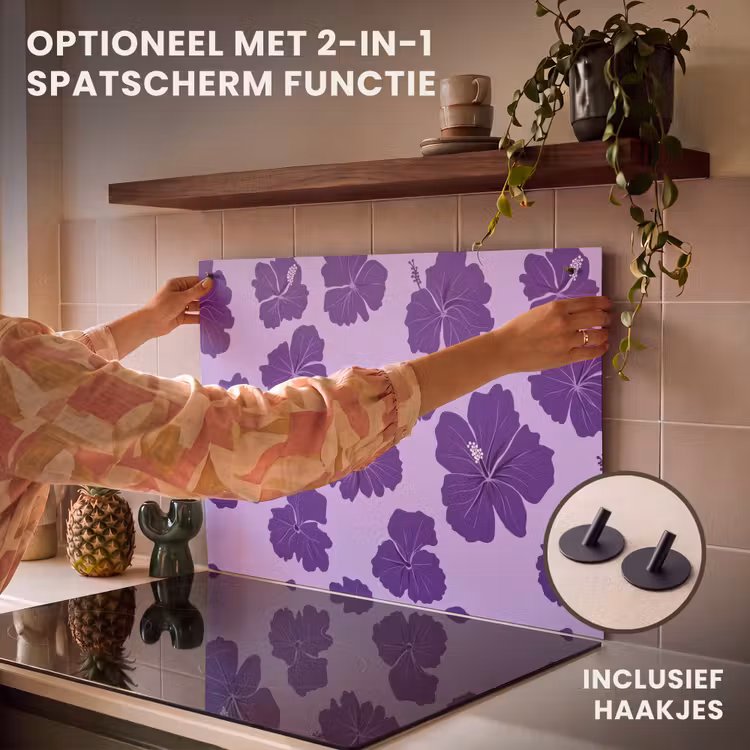 Inductie beschermer - Hibiscus - Bloemen - Paars — 10