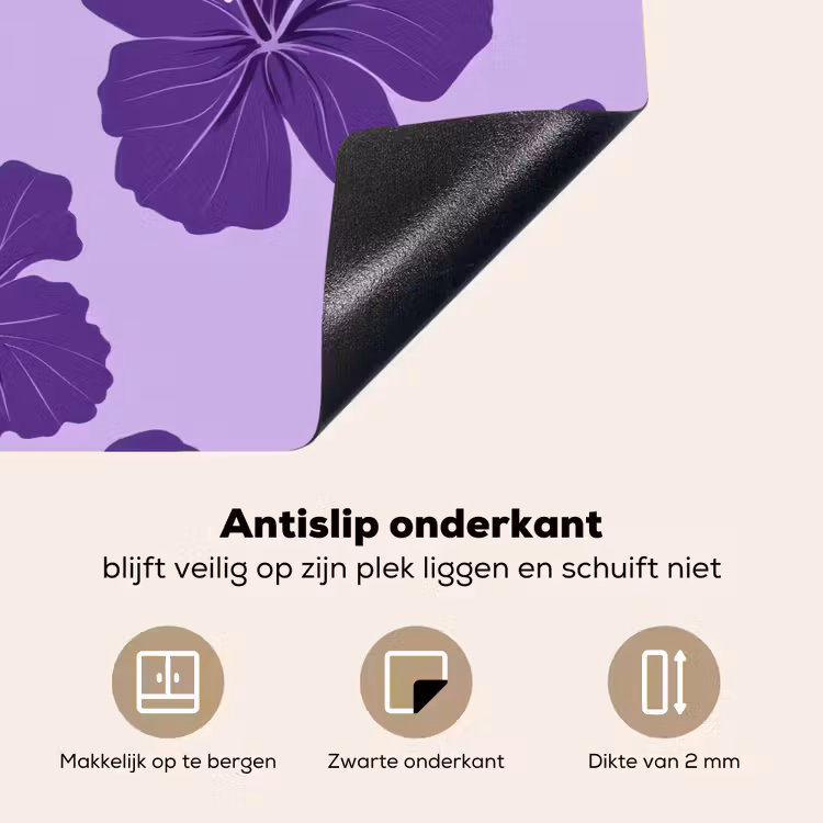Inductie beschermer - Hibiscus - Bloemen - Paars — 9