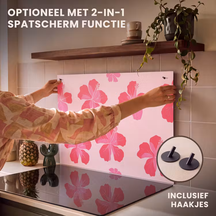 Inductie beschermer - Hibiscus - Bloemen - Roze — 10