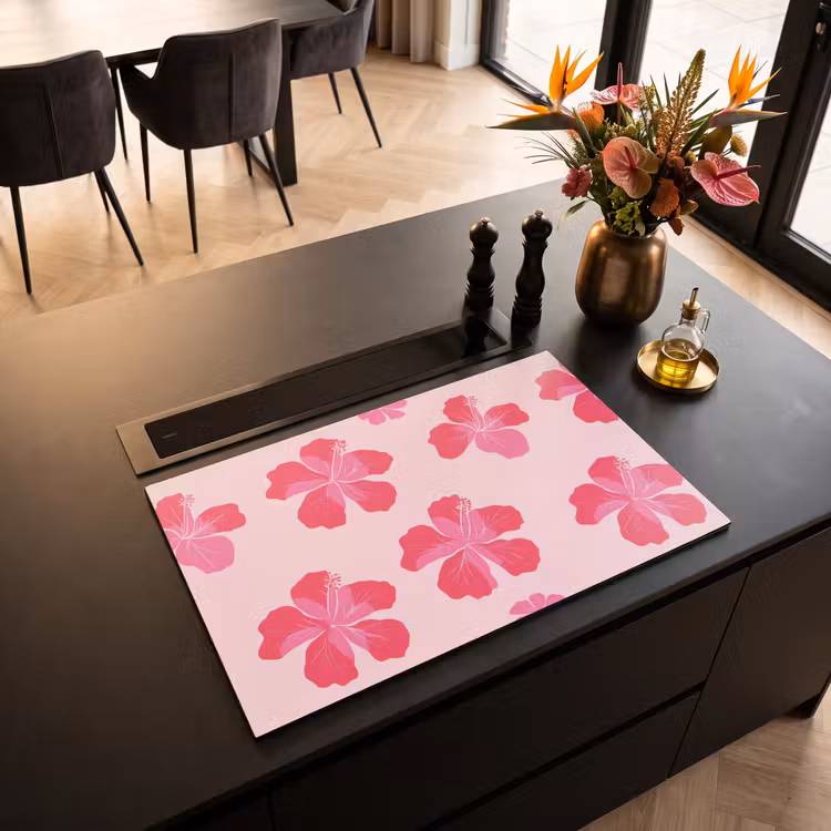 Inductie beschermer - Hibiscus - Bloemen - Roze — 5