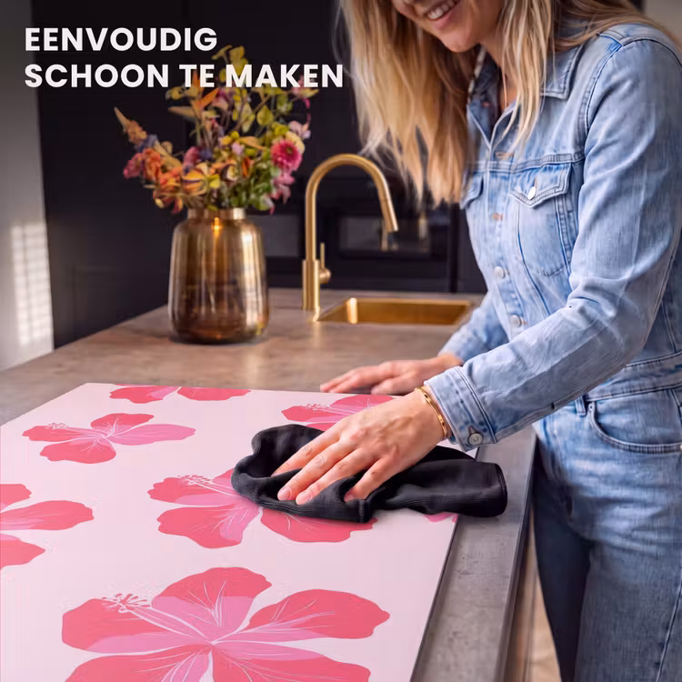 Inductie beschermer - Hibiscus - Bloemen - Roze — 6