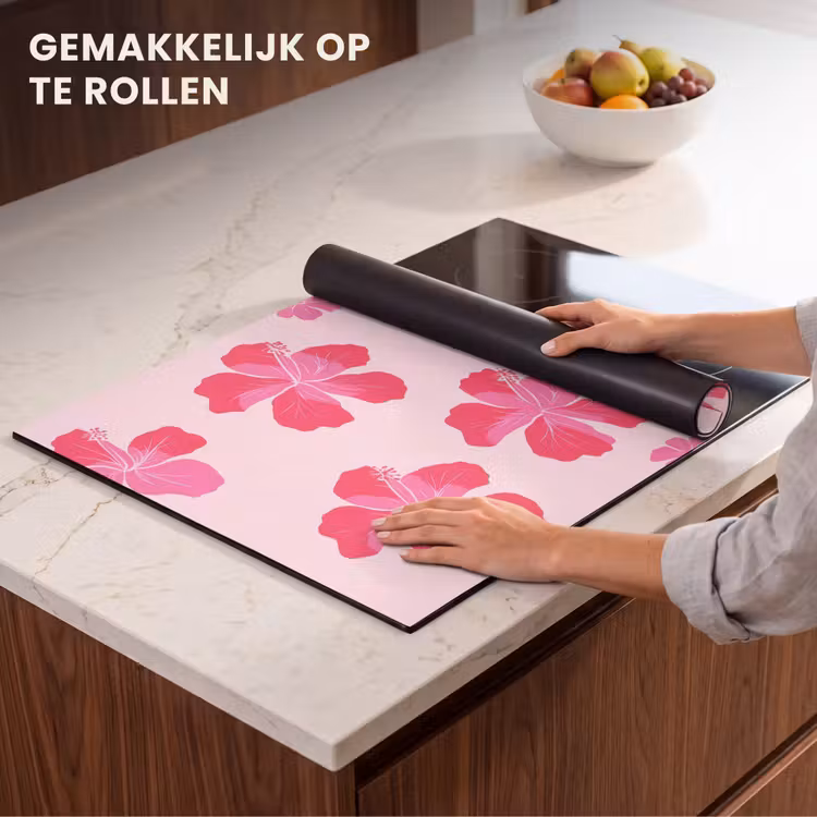 Inductie beschermer - Hibiscus - Bloemen - Roze — 7