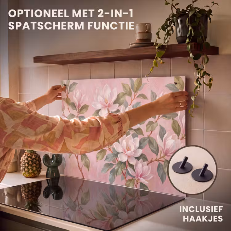 Inductie beschermer - Magnolia's - Patroon - Roze — 10
