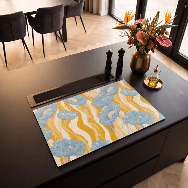 Inductie beschermer - Papavers - Botanisch - Blauw — 5