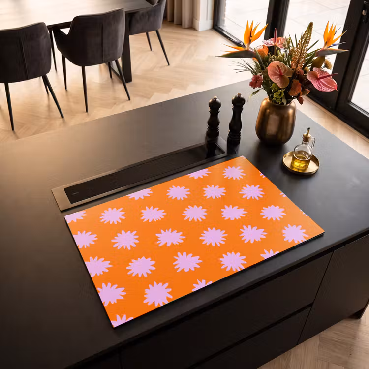 Inductie beschermer - Retro - Bloemen - Oranje — 5