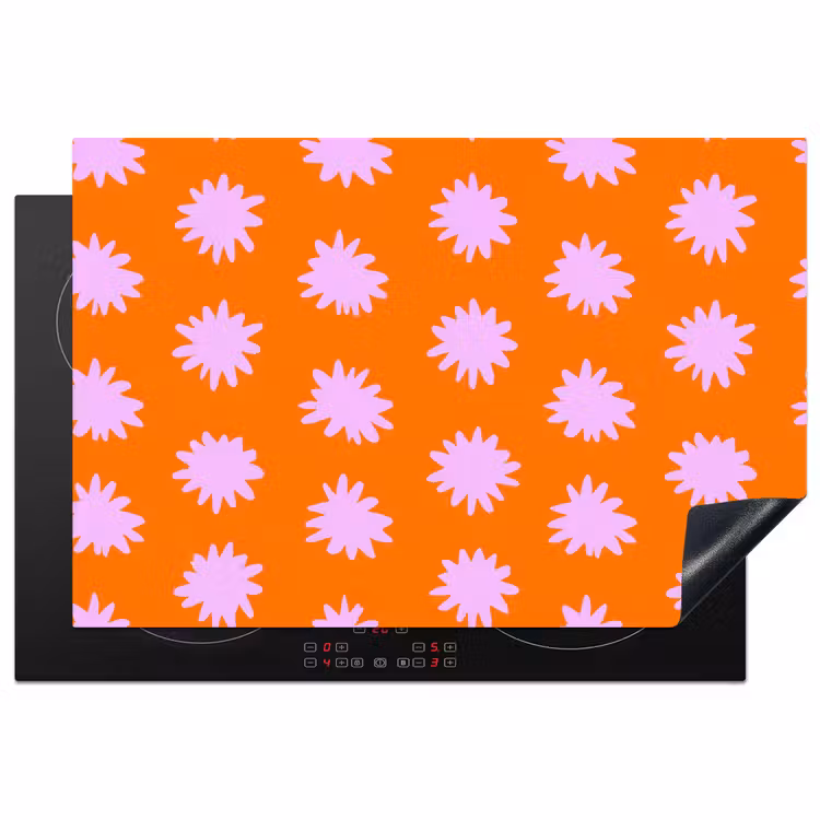 Inductie beschermer - Retro - Bloemen - Oranje — 1