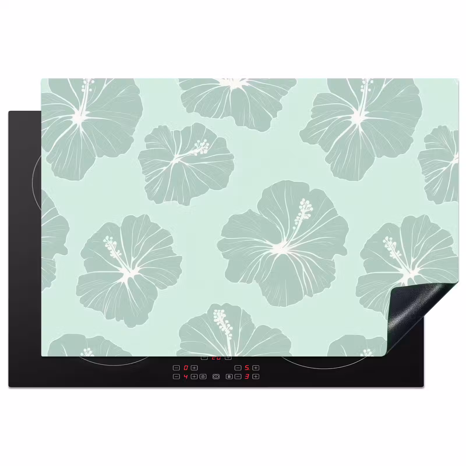Inductie beschermer - Bloemen - Hibiscus - Mint — 1
