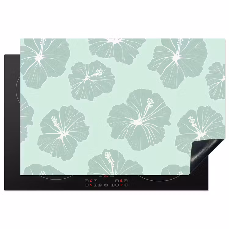 Inductie beschermer - Bloemen - Hibiscus - Mint — 1