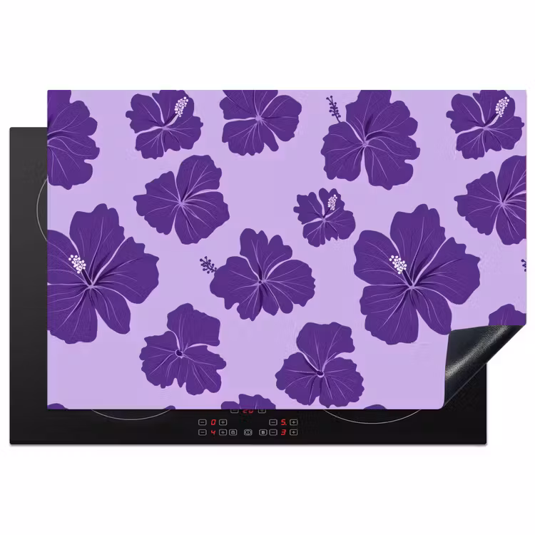 Inductie beschermer - Hibiscus - Bloemen - Paars — 1