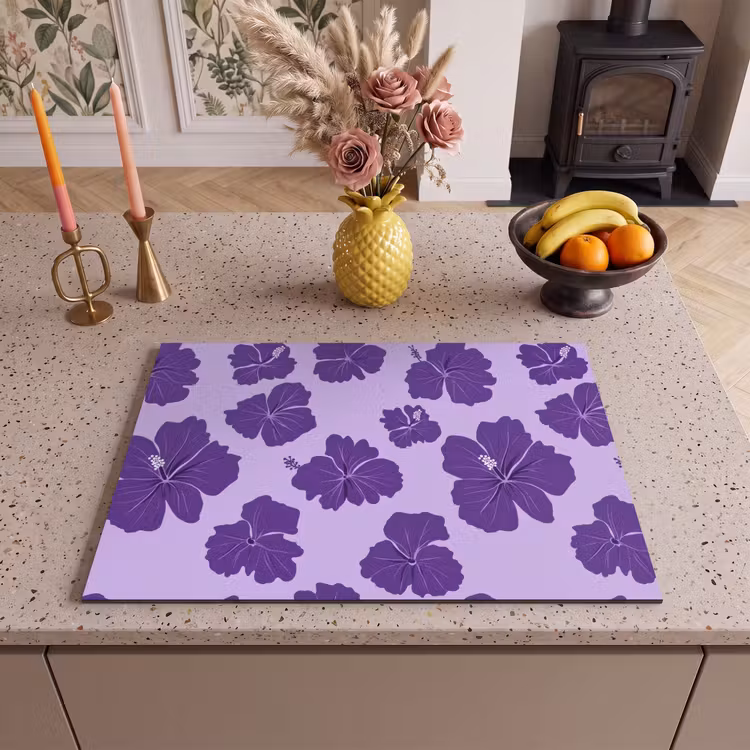 Inductie beschermer - Hibiscus - Bloemen - Paars — 2