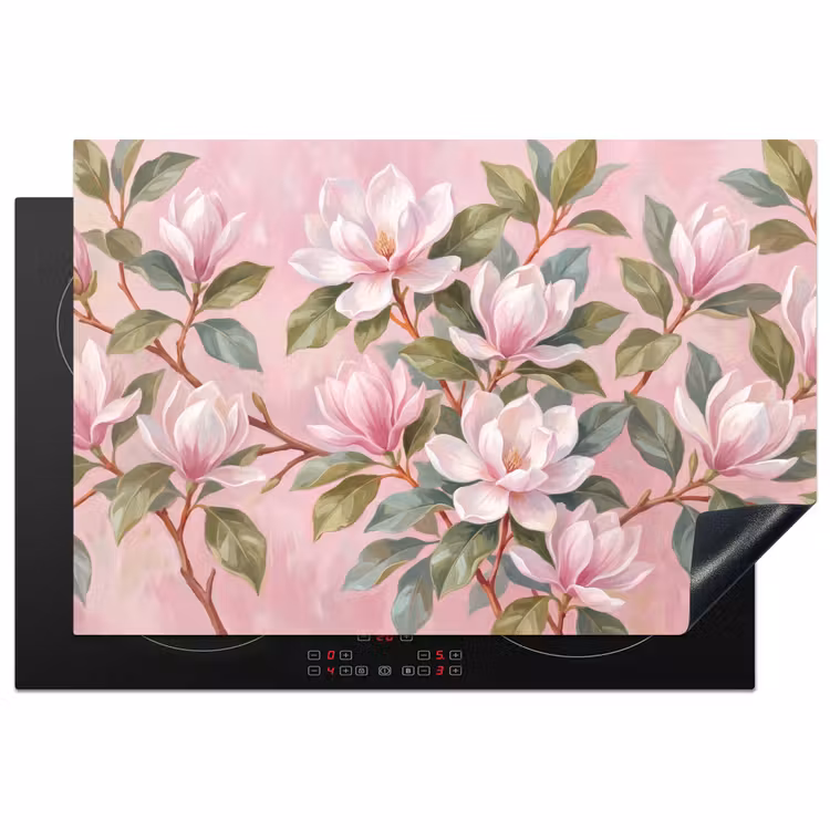 Inductie beschermer - Magnolia's - Patroon - Roze — 1