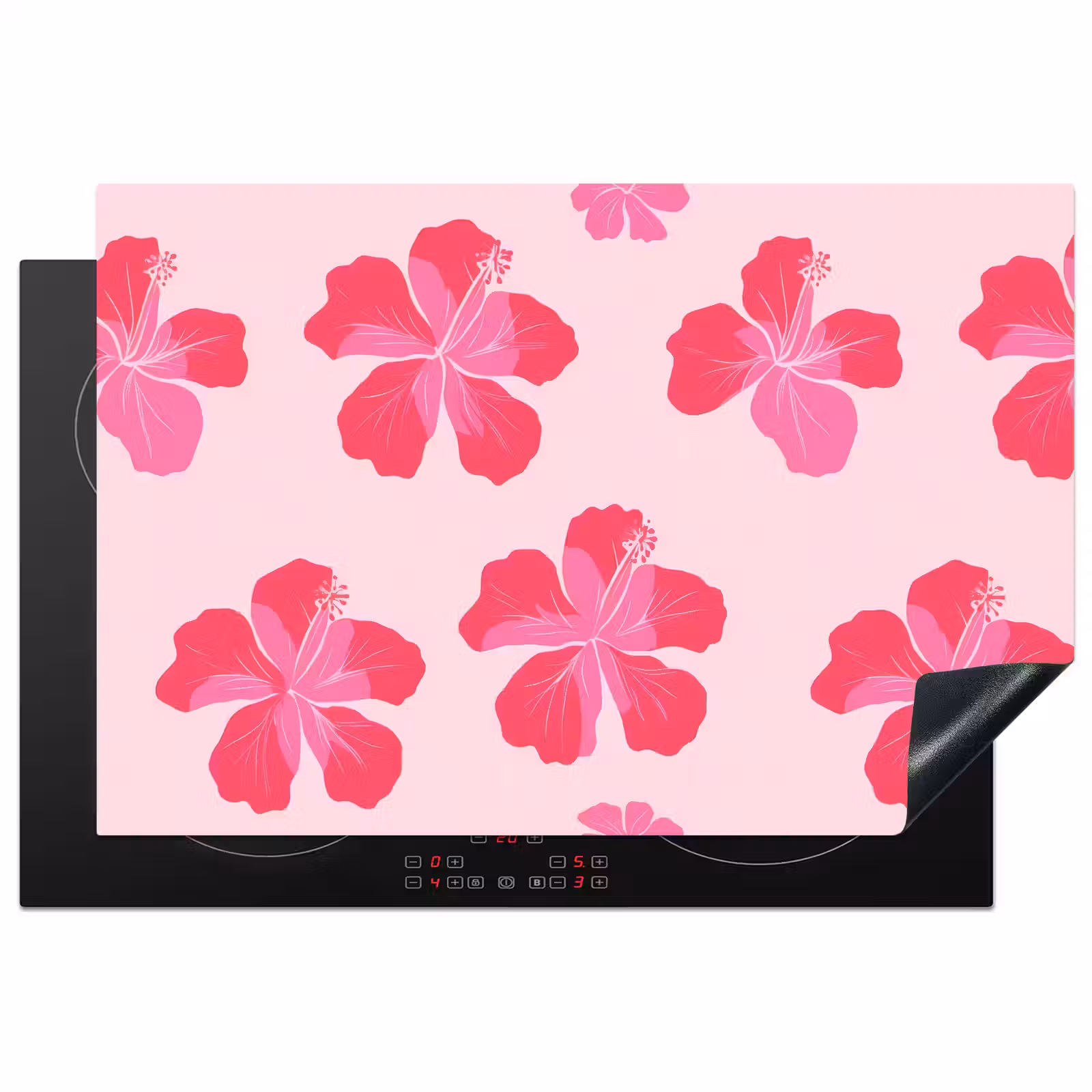 Inductie beschermer - Hibiscus - Bloemen - Roze — 1