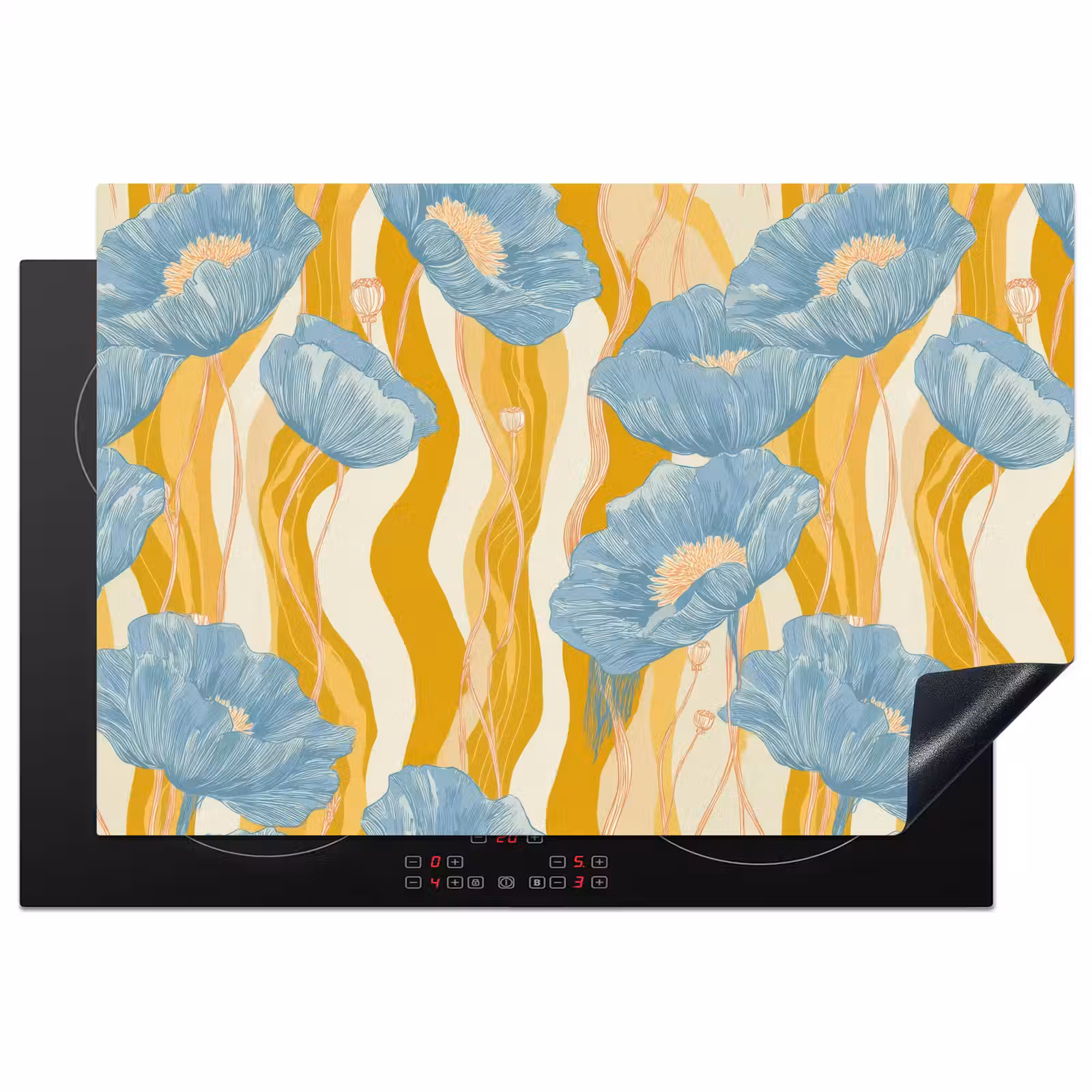 Inductie beschermer - Papavers - Botanisch - Blauw — 1