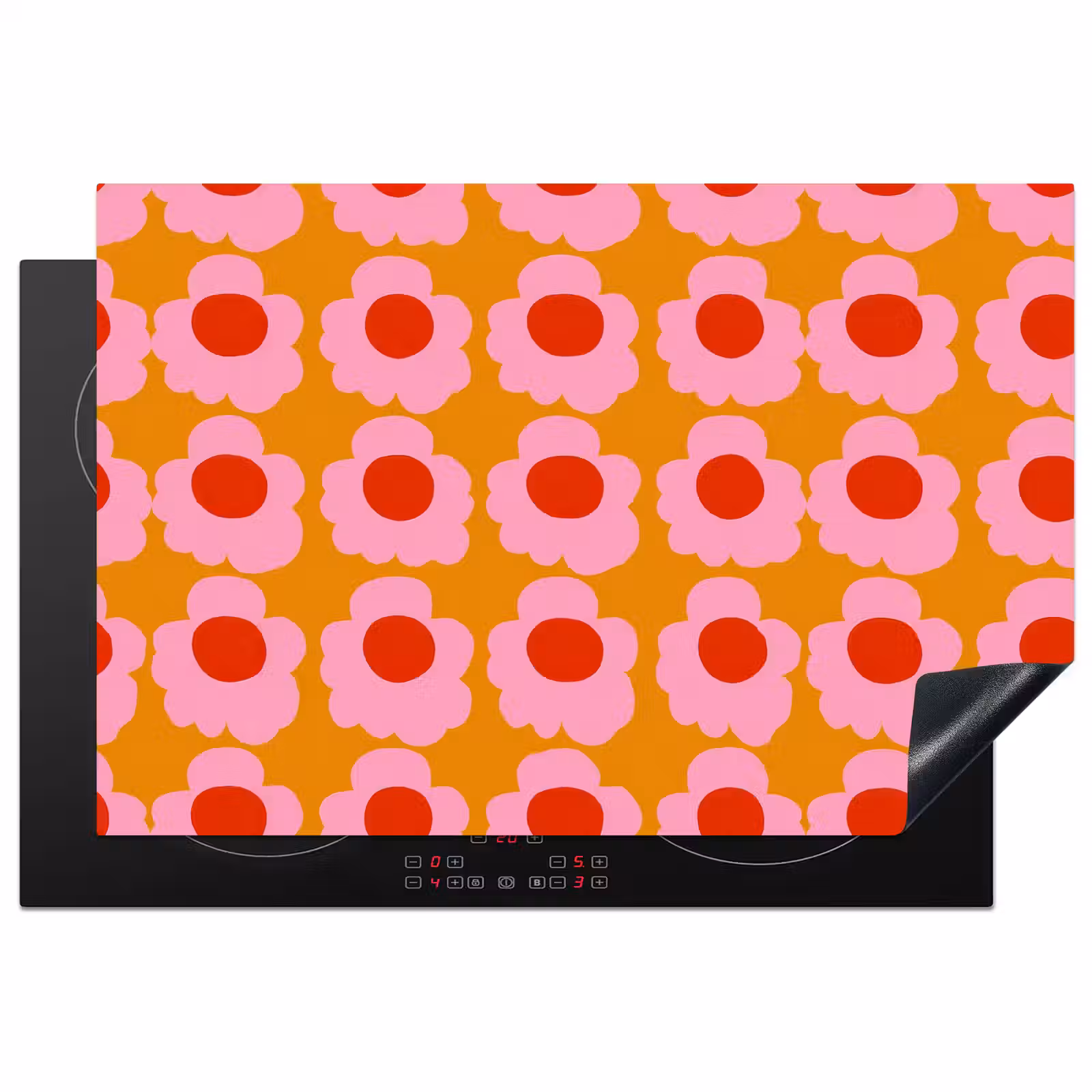 Inductie beschermer - Retro - Bloemen - Roze — 1