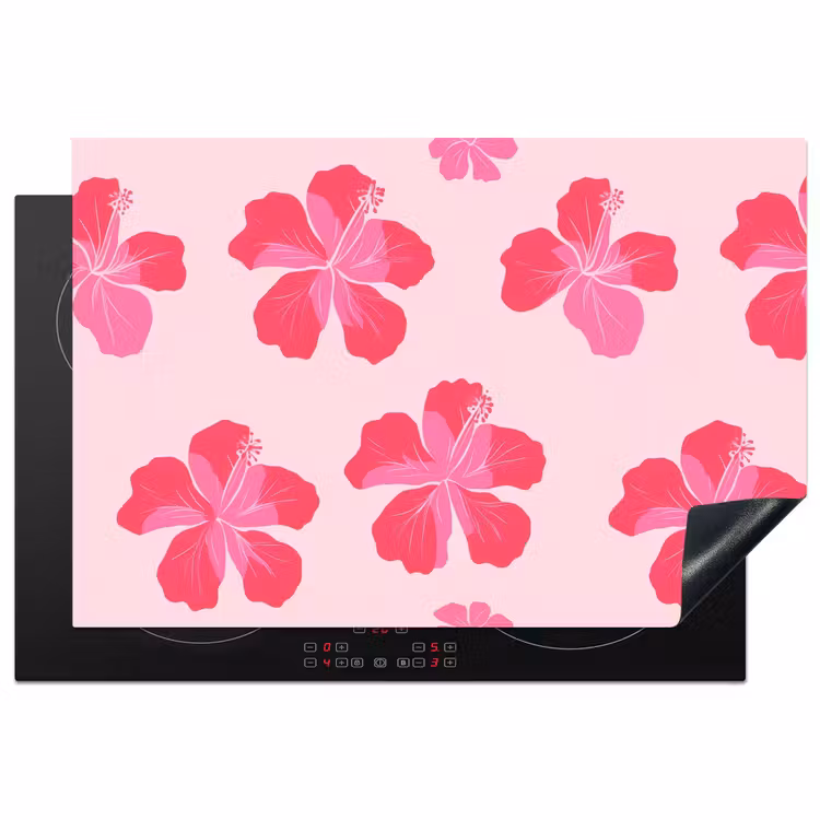 Inductie beschermer - Hibiscus - Bloemen - Roze — 1