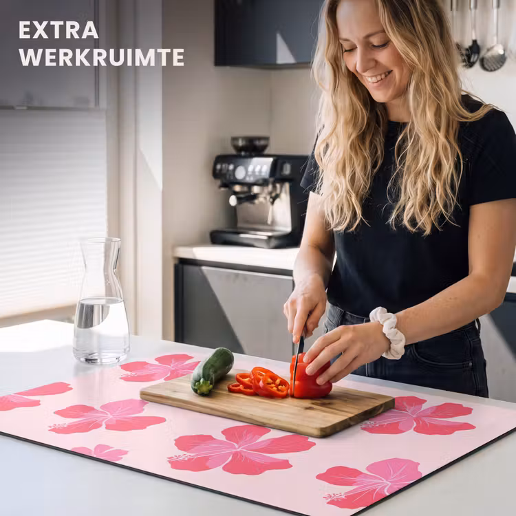 Inductie beschermer - Hibiscus - Bloemen - Roze — 4