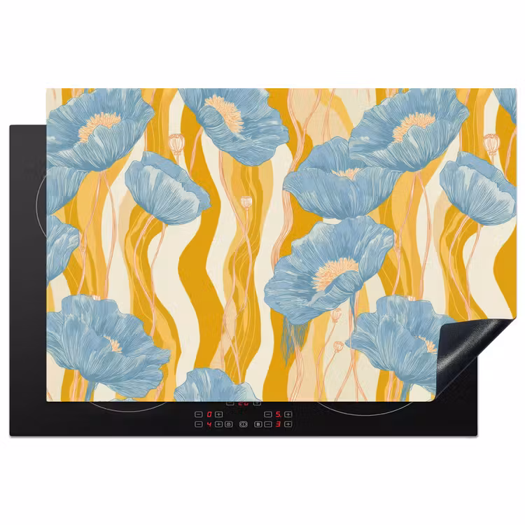 Inductie beschermer - Papavers - Botanisch - Blauw — 1
