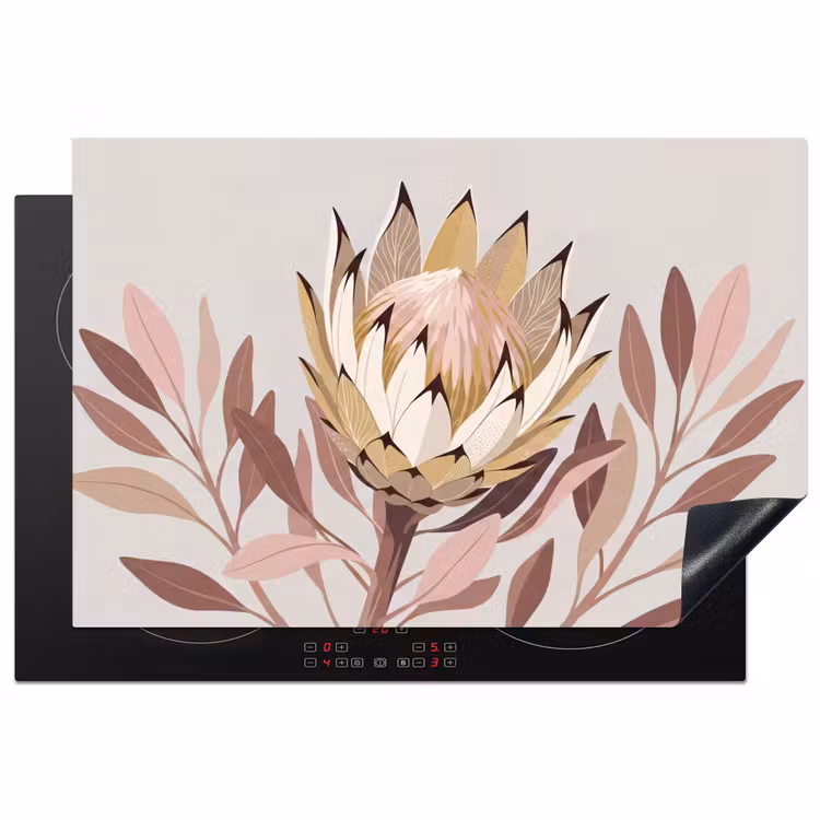 Inductie beschermer - Protea - Bloem - Botanisch - Beige — 1
