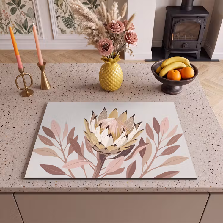 Inductie beschermer - Protea - Bloem - Botanisch - Beige — 2