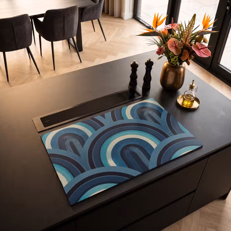 Inductie beschermer - Bogen - Geometrisch - Patroon - Blauw - Retro — 5