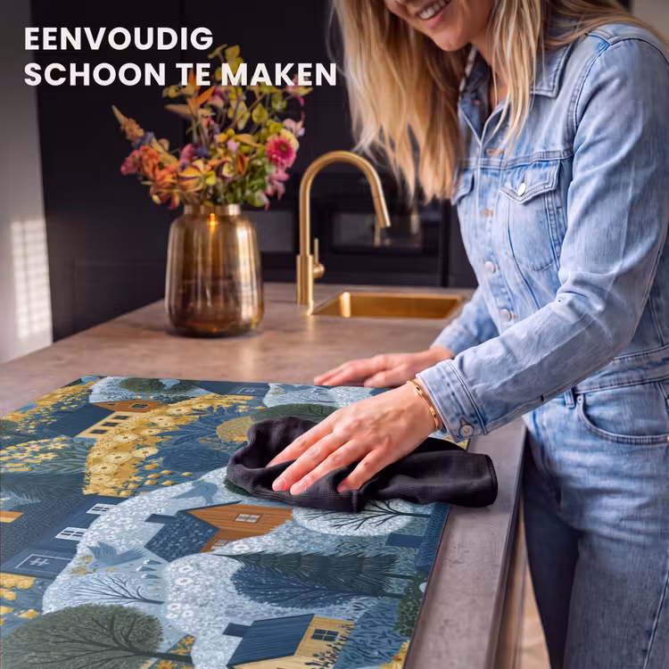 Inductie beschermer - Huisjes - Bloemen - Patroon - Geel - Blauw — 6