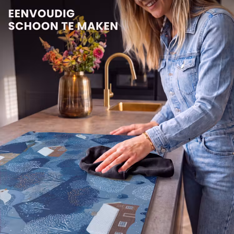 Inductie beschermer - Huisjes - Vogels - Sneeuw - Winter - Blauw — 6