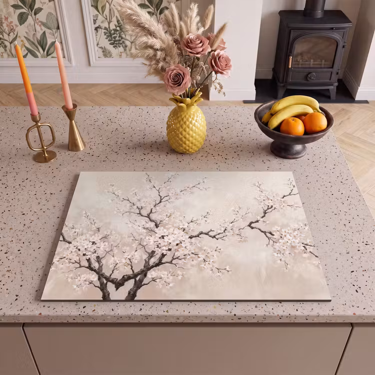 Inductie beschermer - Bloesem - Illustratie - Taupe — 2