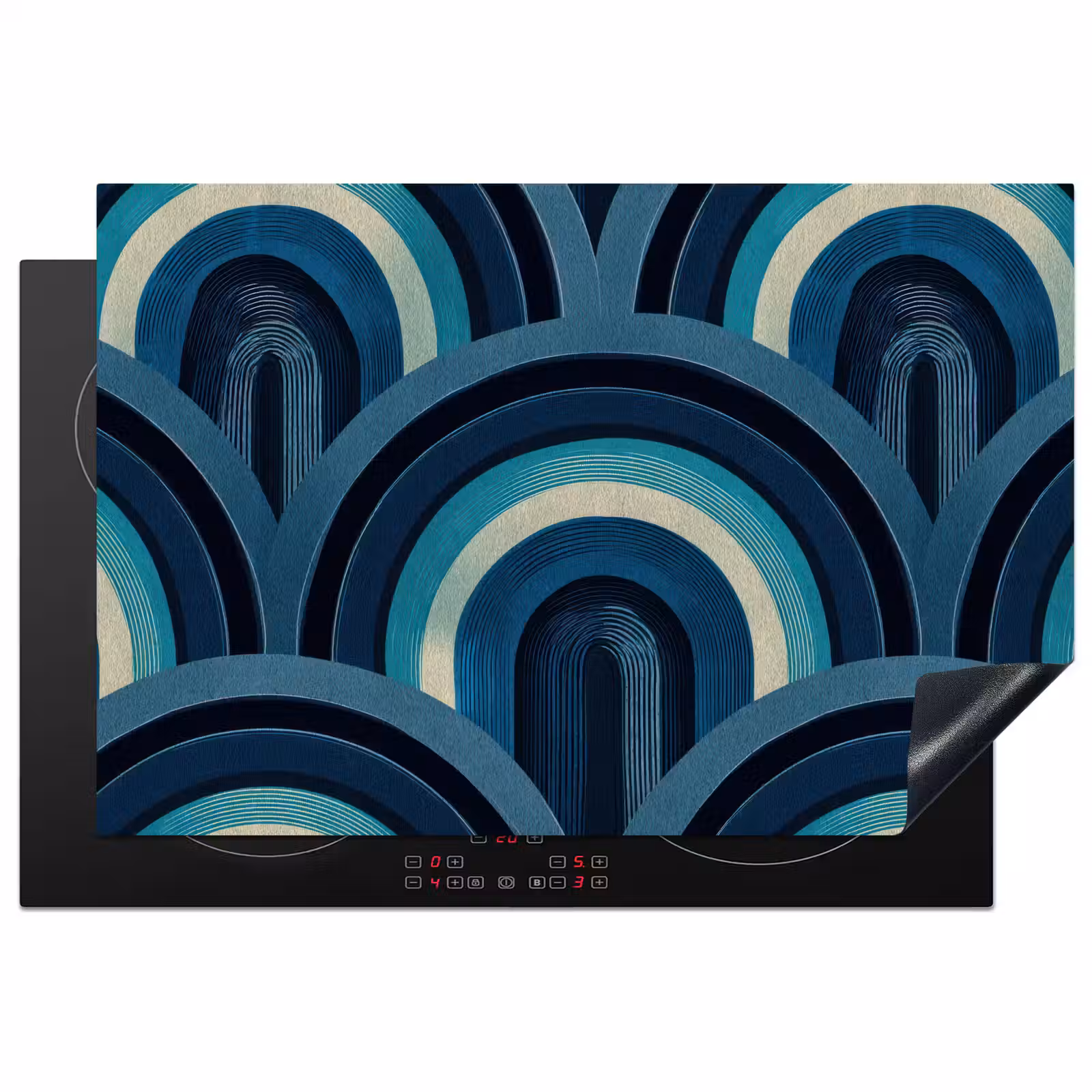Inductie beschermer - Bogen - Geometrisch - Patroon - Blauw - Retro — 1