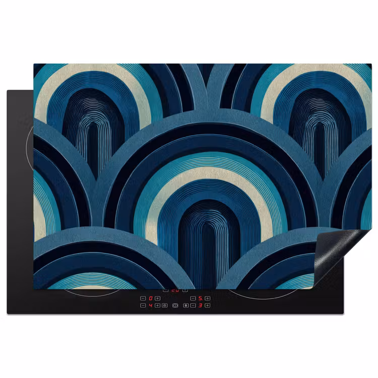 Inductie beschermer - Bogen - Geometrisch - Patroon - Blauw - Retro — 1