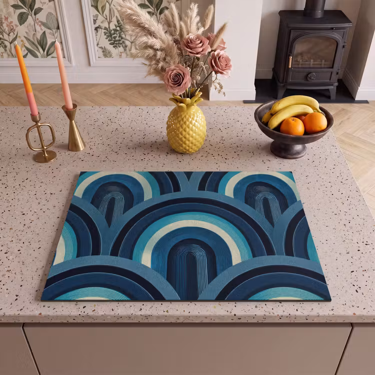 Inductie beschermer - Bogen - Geometrisch - Patroon - Blauw - Retro — 2