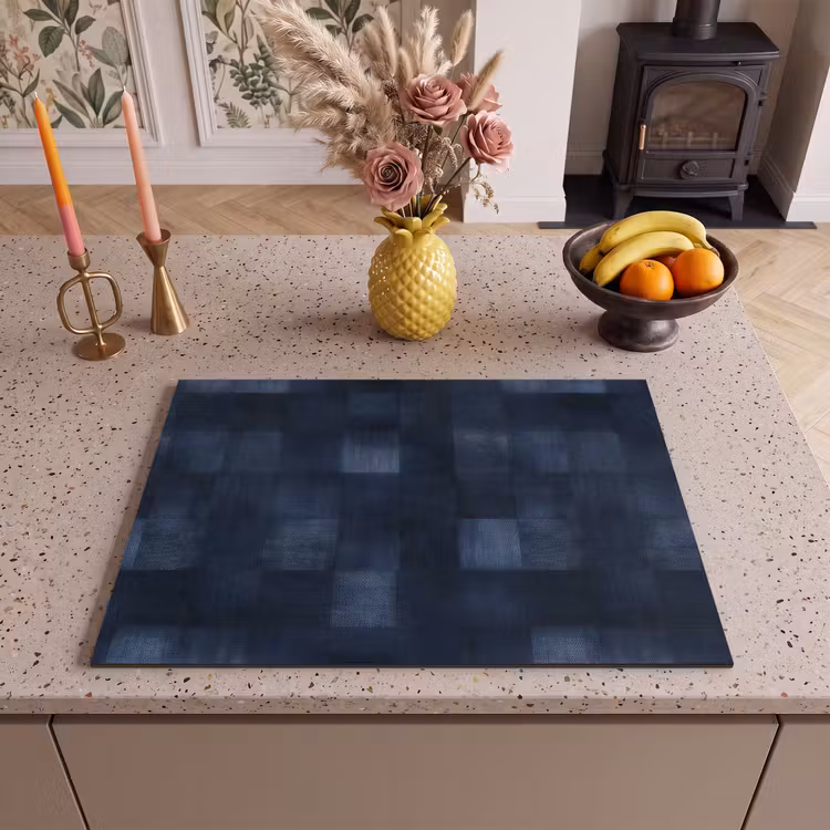 Inductie beschermer - Patroon - Ruit - Marineblauw — 2