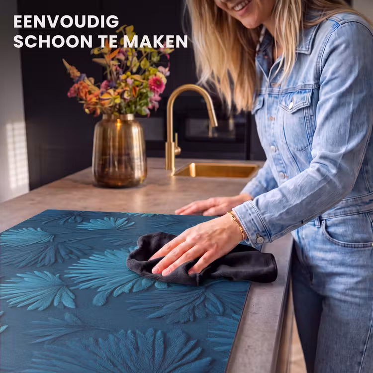 Inductie beschermer - Bladeren - Reliëf - Patroon - Oceaanblauw - Modern — 6