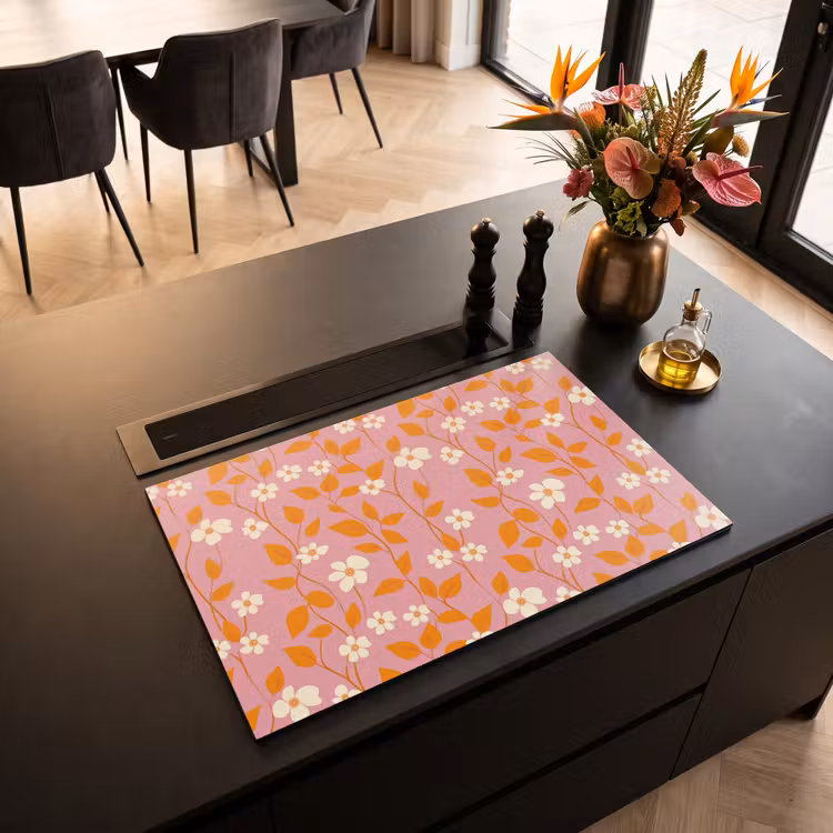 Inductie beschermer - Bloemen - Patroon - Oranje — 5