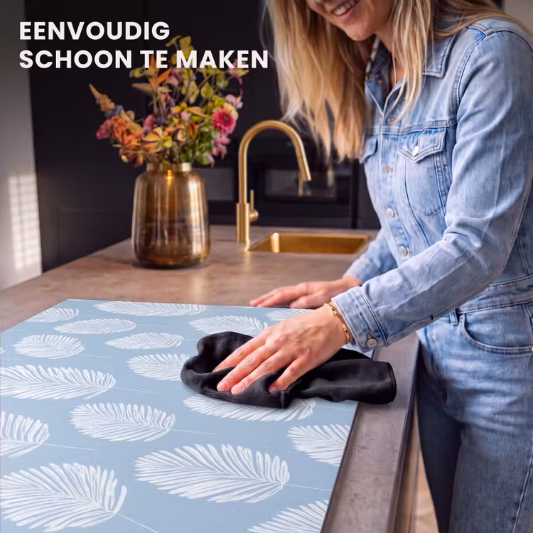 Inductie beschermer - Palmbladeren - Naadloos - Patroon - Pastelblauw — 6