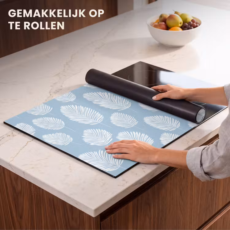 Inductie beschermer - Palmbladeren - Naadloos - Patroon - Pastelblauw — 7
