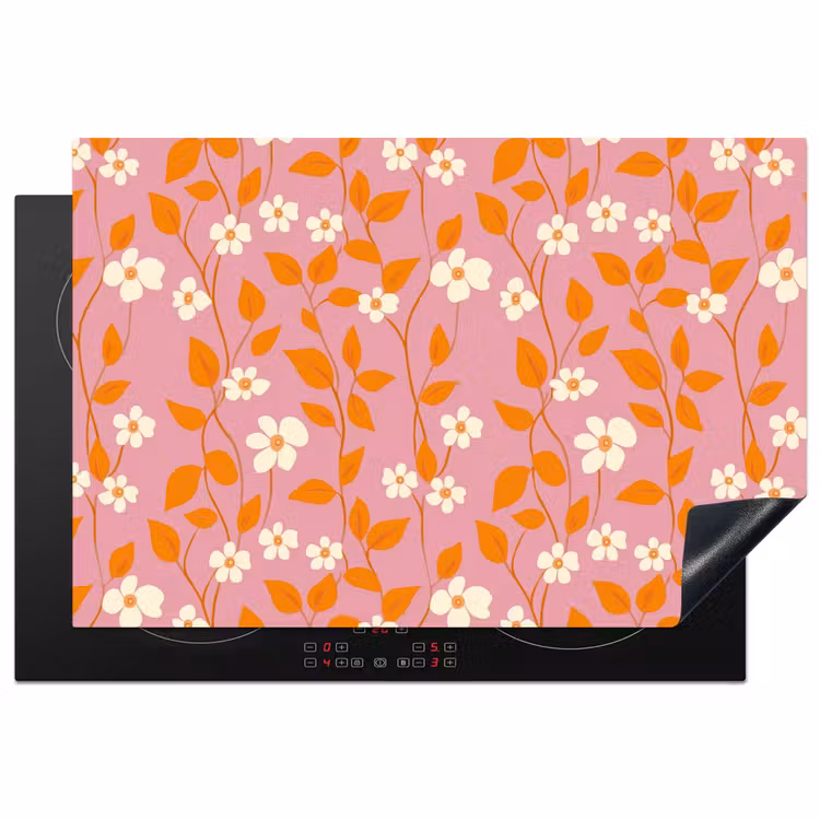 Inductie beschermer - Bloemen - Patroon - Oranje — 1