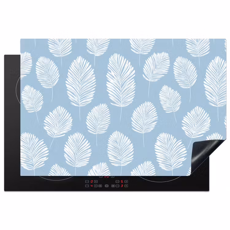 Inductie beschermer - Palmbladeren - Naadloos - Patroon - Pastelblauw — 1