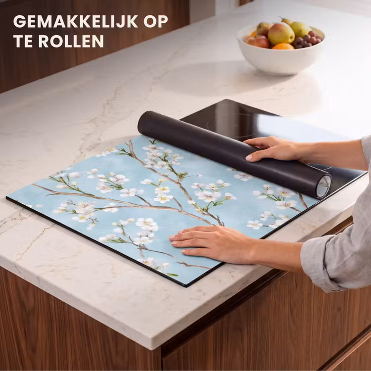 Inductie beschermer - Kersenbloesem - Textuur - Blauw — 7