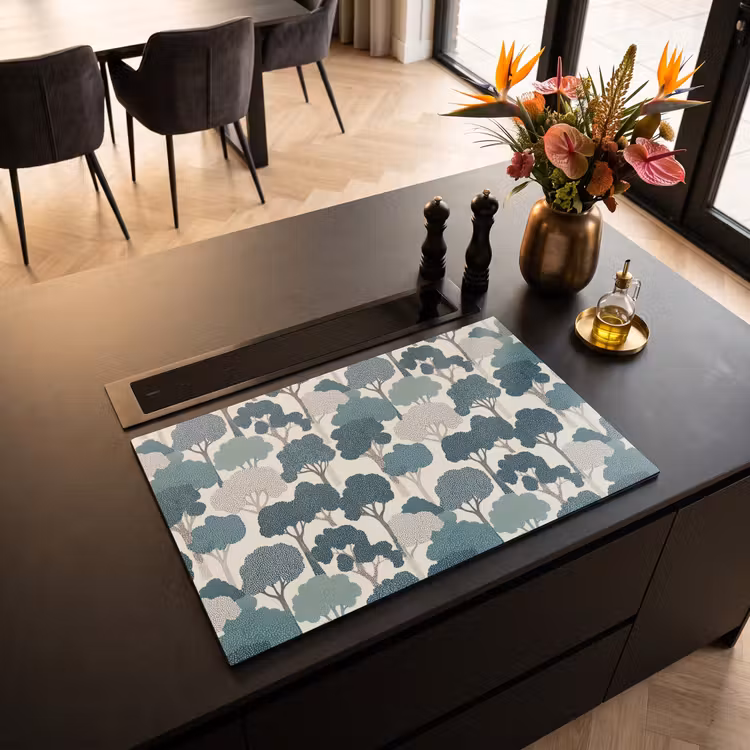 Inductie beschermer - Modern - Bomen - Bos - Patroon - Blauw — 5