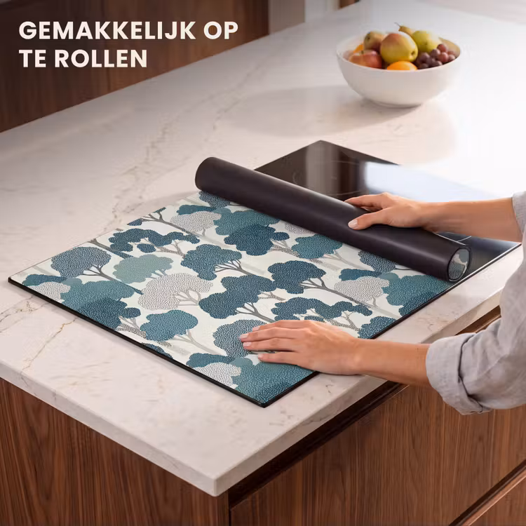 Inductie beschermer - Modern - Bomen - Bos - Patroon - Blauw — 7