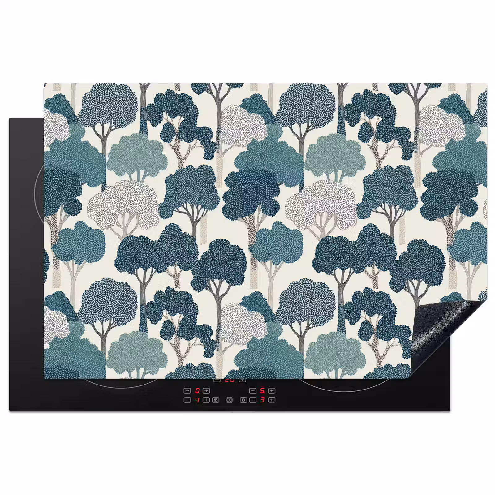 Inductie beschermer - Modern - Bomen - Bos - Patroon - Blauw — 1