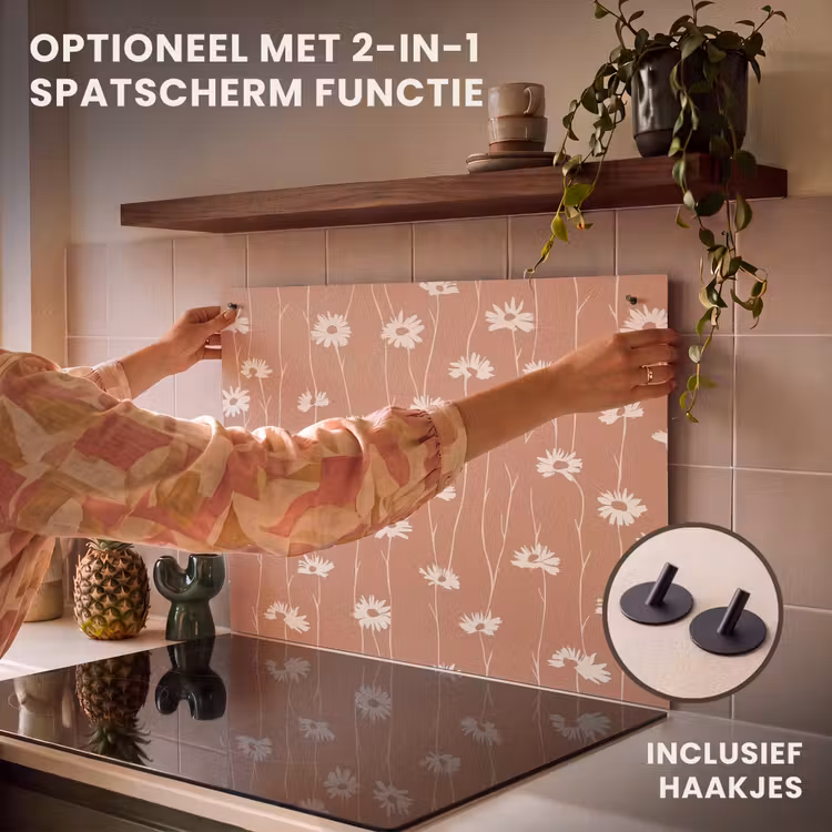Inductie beschermer - Madeliefjes - Subtiel - Terracotta — 10
