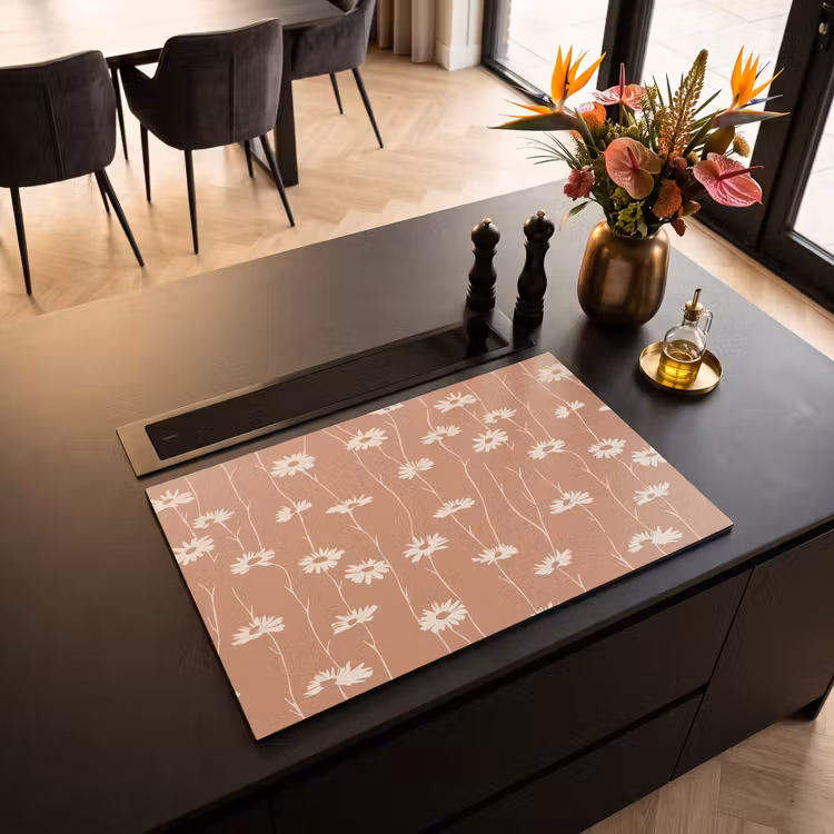 Inductie beschermer - Madeliefjes - Subtiel - Terracotta — 5
