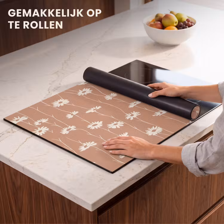 Inductie beschermer - Madeliefjes - Subtiel - Terracotta — 7