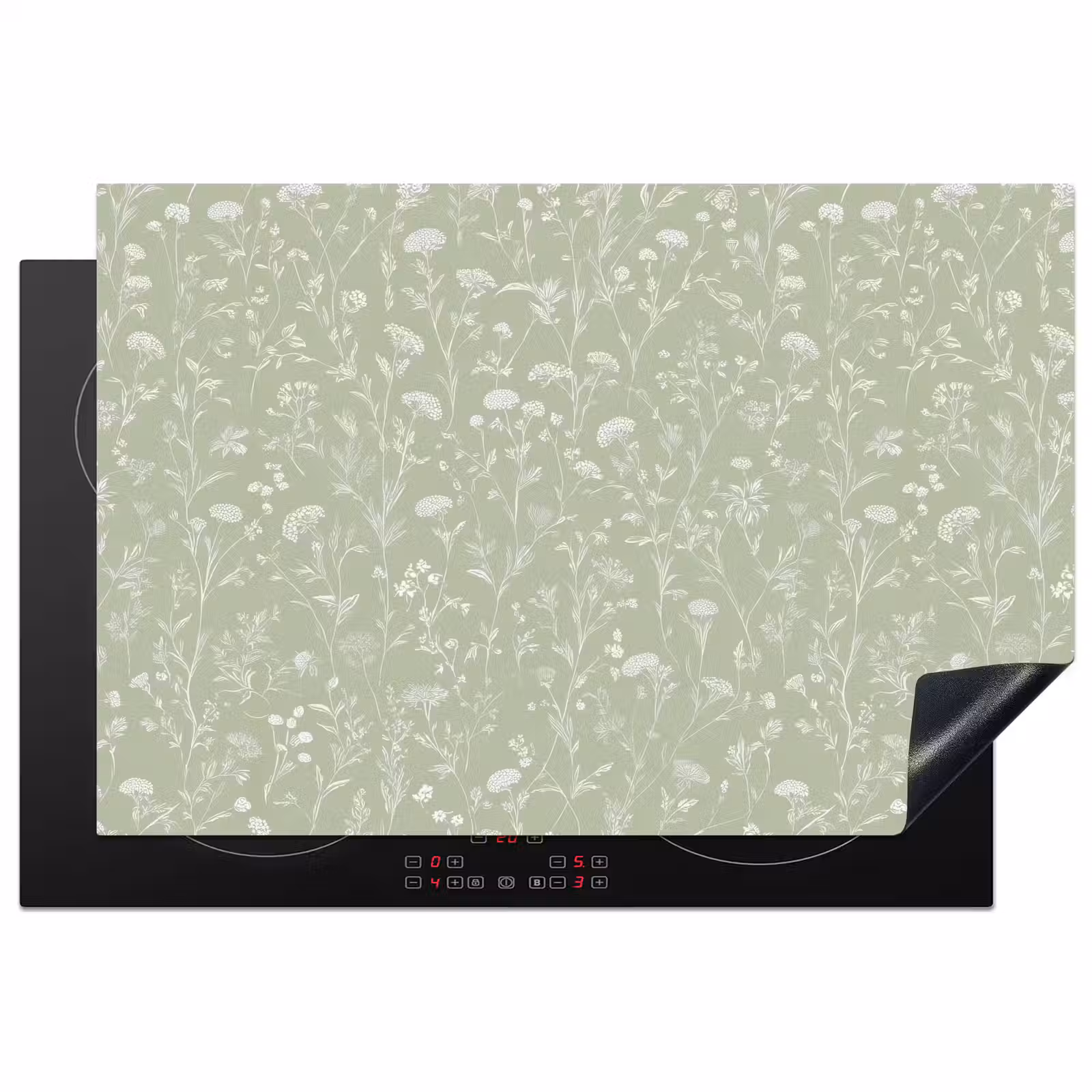 Inductie beschermer - Bloemen - Patroon - Groen — 1