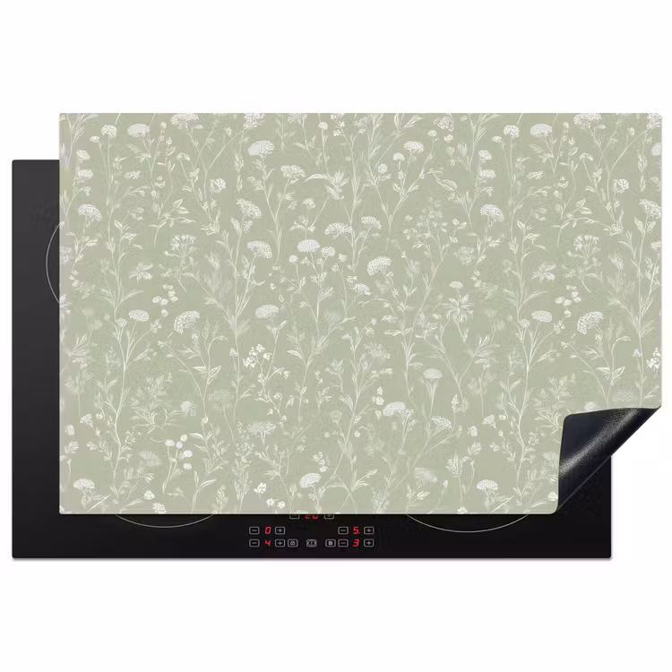 Inductie beschermer - Bloemen - Patroon - Groen — 1