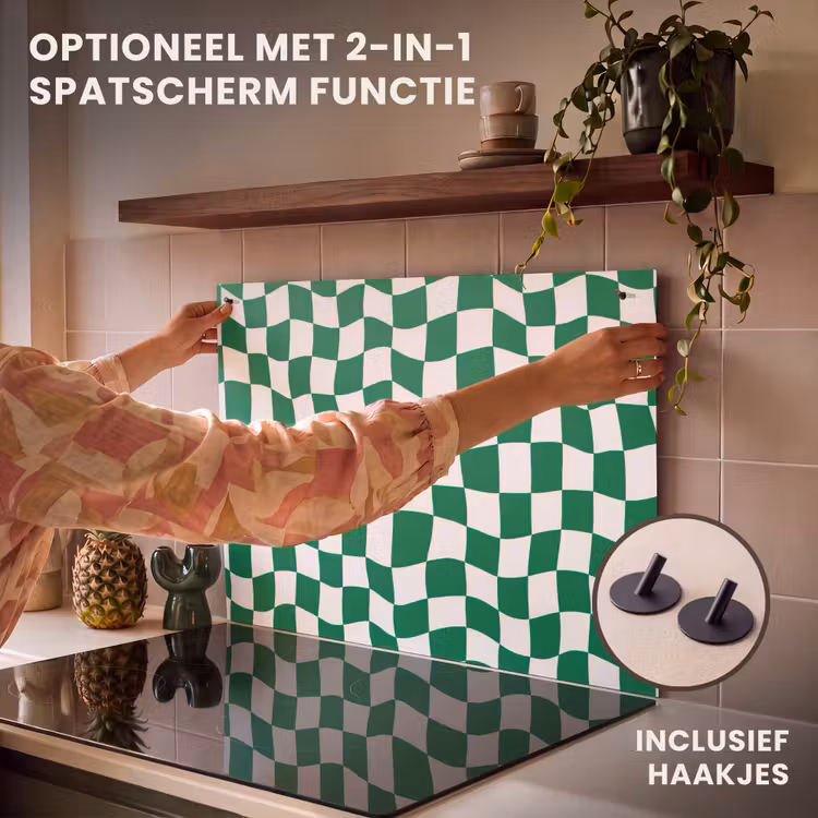 Inductie beschermer - Schaakbord - Golvend - Groen — 10