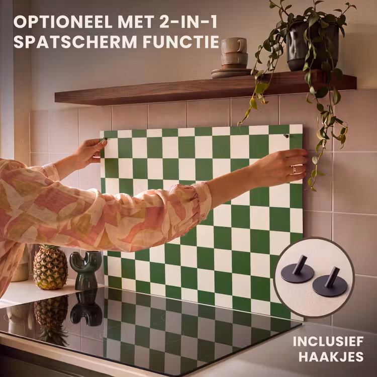 Inductie beschermer - Schaakbord - Patroon - Groen — 10